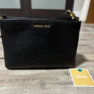 Michael Kors black leather cross body NWT